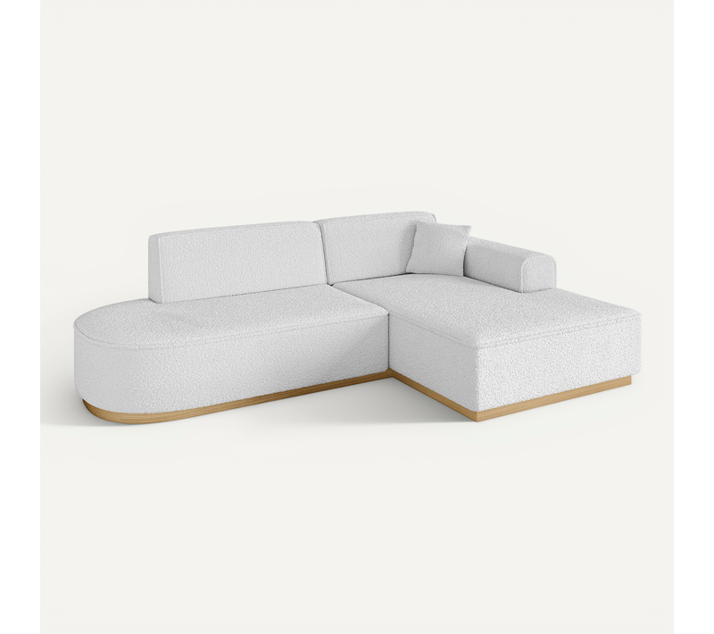 Canapé D'angle Irea-l1-v2 232x165x80 Angle Droit En Bouclette - Blanc