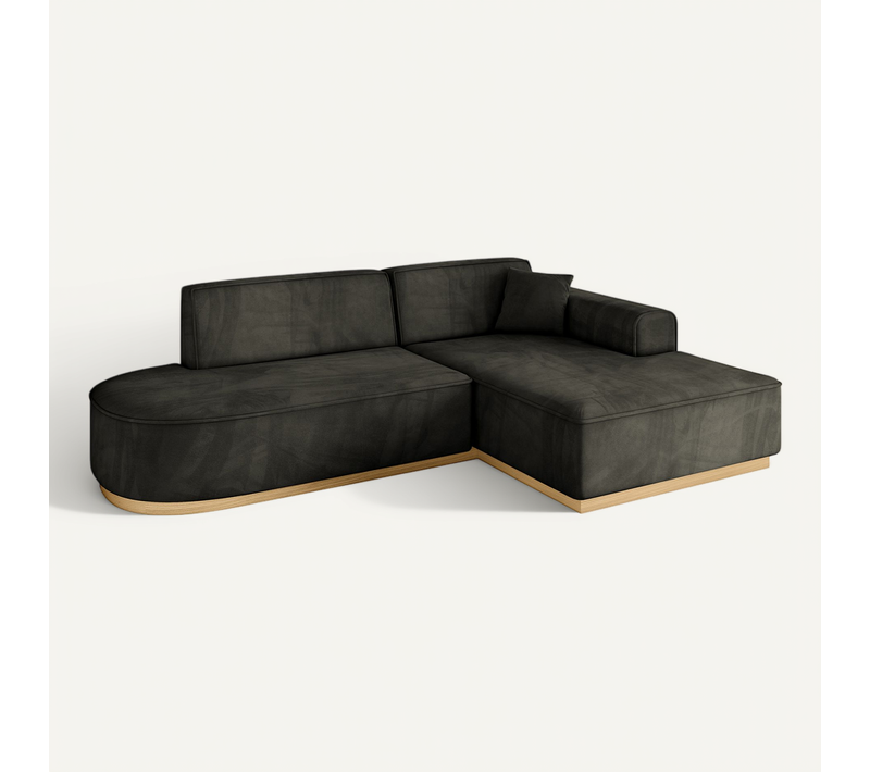 Canapé D'angle Irea-l1-v2 232x165x80 Angle Droit En Velours - Noir