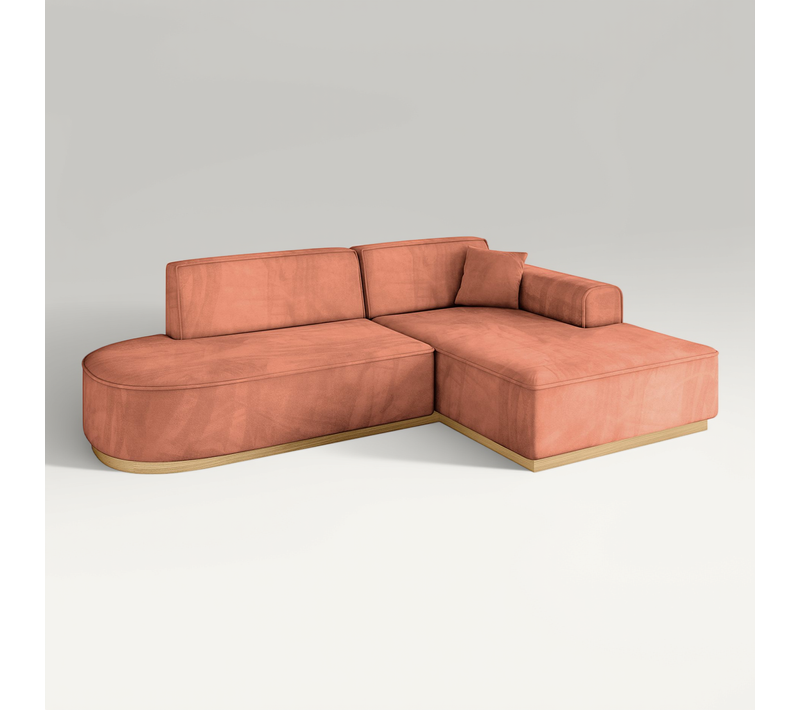Canapé D'angle Irea-l1-v2 232x165x80 Angle Droit En Velours - Apricot