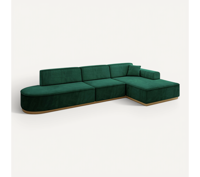 Canapé D'angle Irea-l2-v2 327x165x80 Angle Droit En Velours - Vert