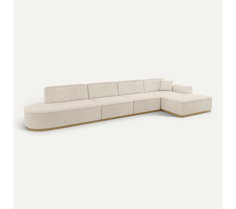 Canapé D'angle Irea-l3-v2 412x165x80 Angle Droit En Tissu - Beige