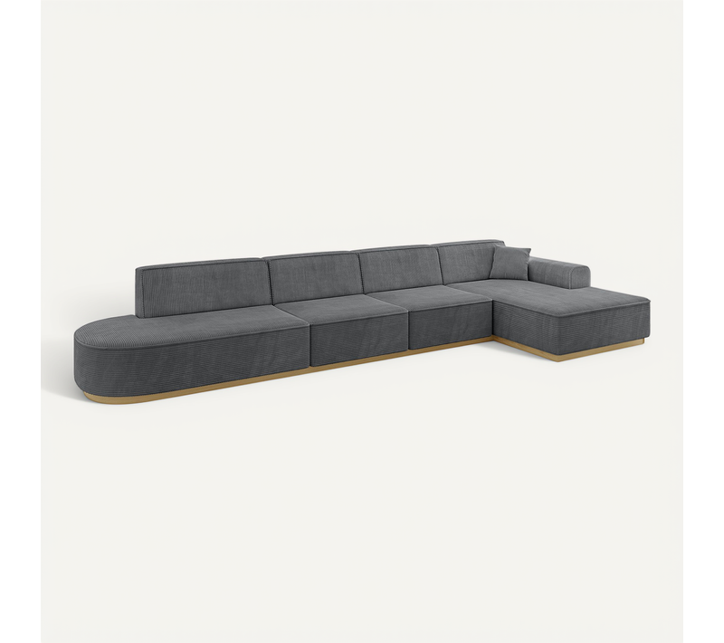Canapé D'angle Irea-l3-v2 412x165x80 Angle Droit En Tissu - Gris Foncé