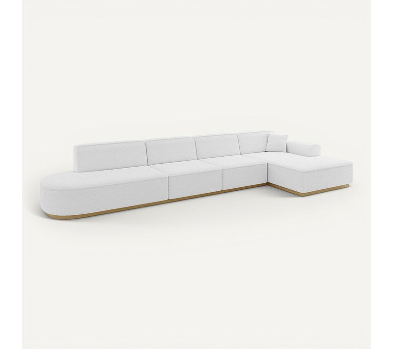 Canapé D'angle Irea-l3-v2 412x165x80 Angle Droit En Bouclette - Blanc
