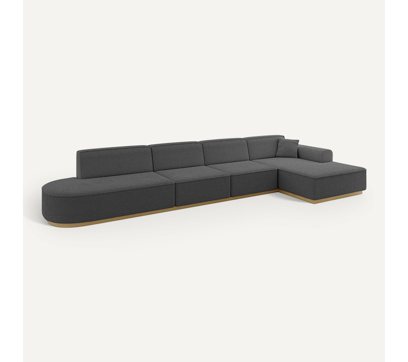 Canapé D'angle Irea-l3-v2 412x165x80 Angle Droit En Bouclette - Gris