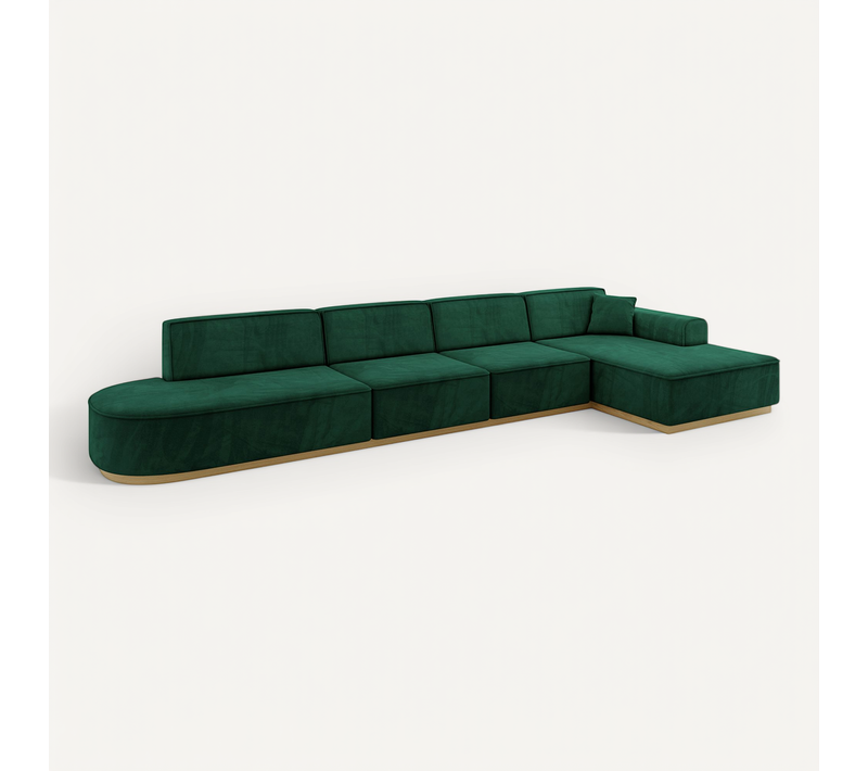 Canapé D'angle Irea-l3-v2 412x165x80 Angle Droit En Velours - Vert