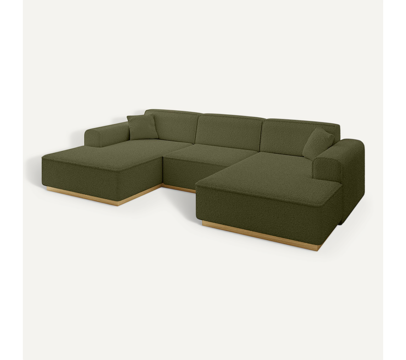 Canapé D'angle Irea-u1-v2 301x165x80 Panoramique En Tissu - Vert