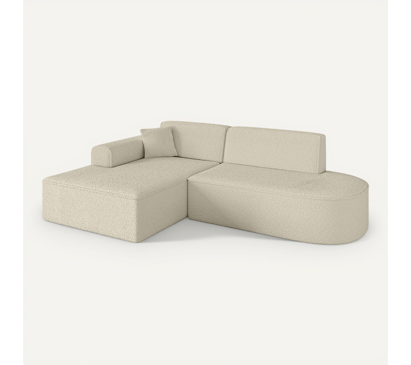 Canapé D'angle Irea-l1-v3 232x165x77 Angle Gauche En Bouclette - Beige