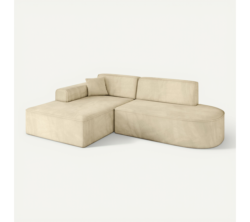 Canapé D'angle Irea-l1-v3 232x165x77 Angle Gauche En Velours - Beige