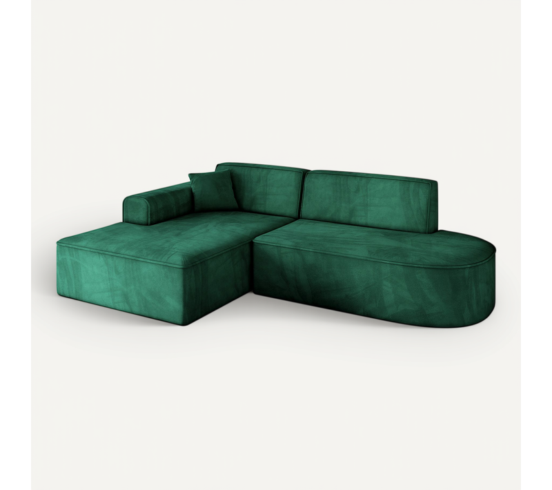 Canapé D'angle Irea-l1-v3 232x165x77  Angle Gauche En Velours  -  Vert