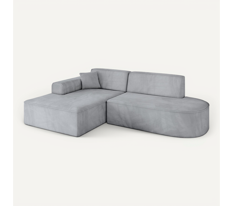 Canapé D'angle Irea-l1-v3 232x165x77 Angle Gauche En Velours - Gris