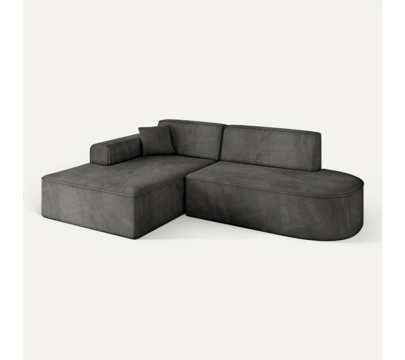 Canapé D'angle Irea-l1-v3 232x165x77 Angle Gauche En Velours - Gris Foncé