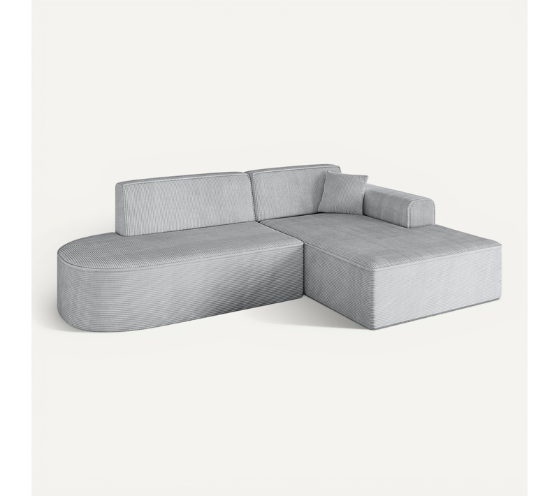 Canapé D'angle Irea-l1-v3 232x165x77 Angle Droit En Tissu - Gris