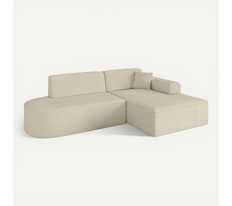 Canapé D'angle Irea-l1-v3 232x165x77 Angle Droit En Bouclette - Beige