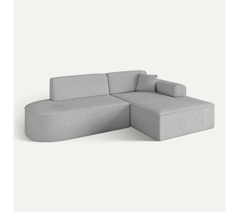 Canapé D'angle Irea-l1-v3 232x165x77 Angle Droit En Bouclette - Gris Clair