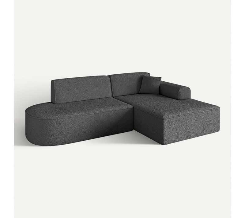 Canapé D'angle Irea-l1-v3 232x165x77 Angle Droit En Bouclette - Gris