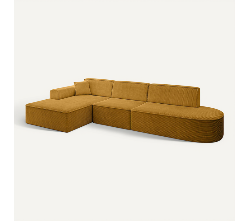 Canapé D'angle Irea-l2-v3 327x165x77 Angle Gauche En Tissu - Jaune Moutarde