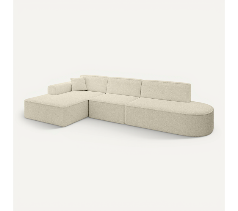 Canapé D'angle Irea-l2-v3 327x165x77 Angle Gauche En Bouclette - Beige