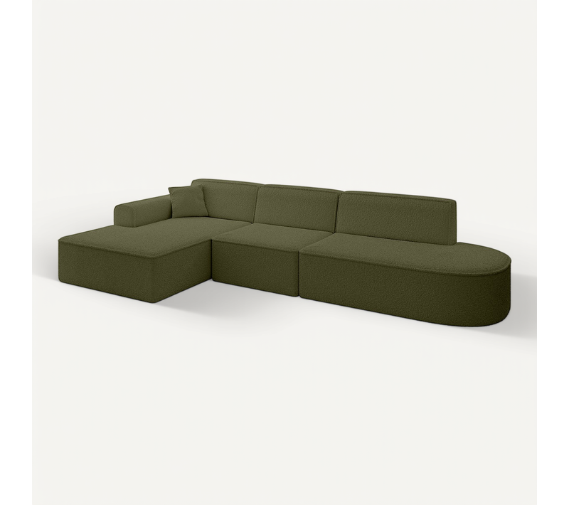 Canapé D'angle Irea-l2-v3 327x165x77 Angle Gauche En Bouclette - Vert