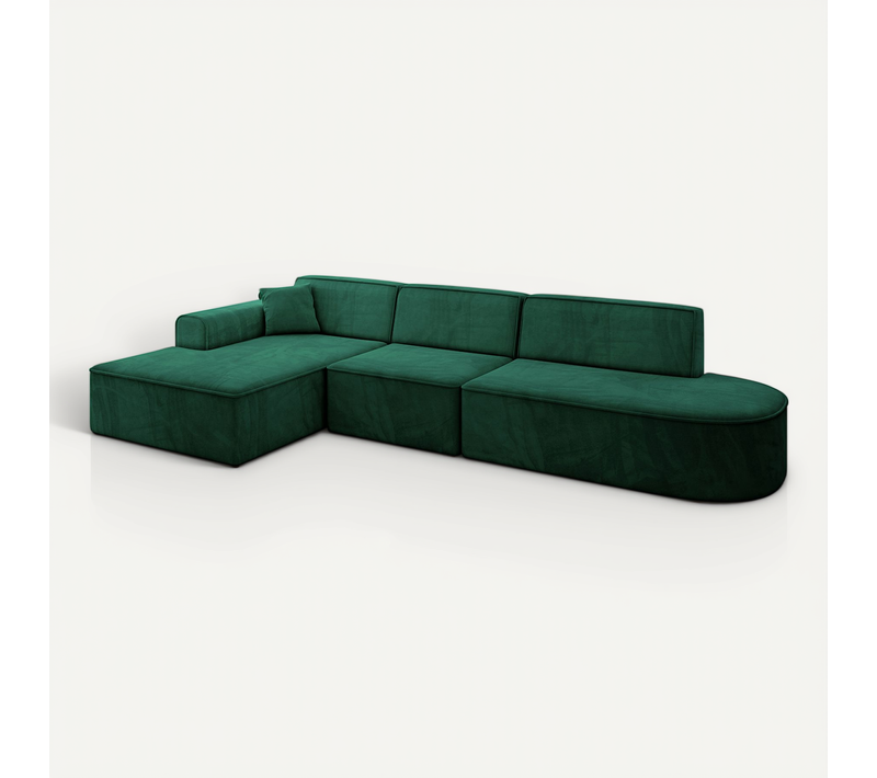 Canapé D'angle Irea-l2-v3 327x165x77 Angle Gauche En Velours - Vert