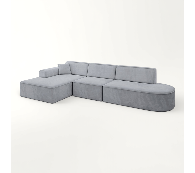 Canapé D'angle Irea-l2-v3 327x165x77 Angle Gauche En Velours - Gris