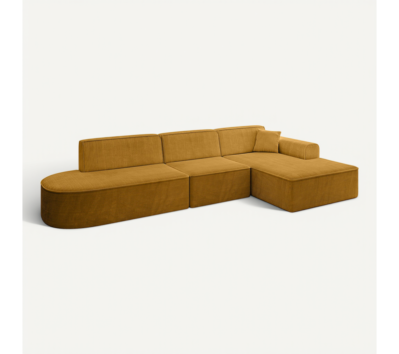 Canapé D'angle Irea-l2-v3 327x165x77 Angle Droit En Tissu - Jaune Moutarde