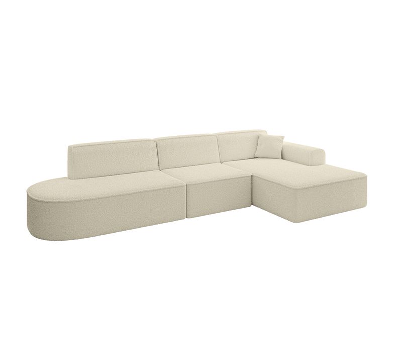 Canapé D'angle Irea-l2-v3 327x165x77  Angle Droit En Bouclette  -  Beige