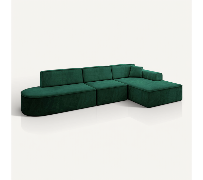 Canapé D'angle Irea-l2-v3 327x165x77 Angle Droit En Velours - Vert