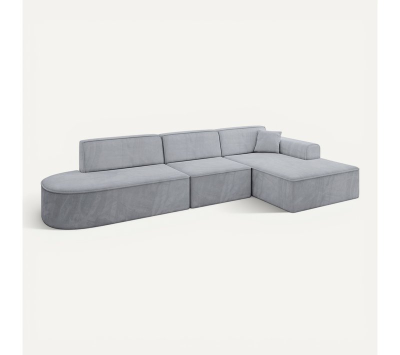 Canapé D'angle Irea-l2-v3 327x165x77 Angle Droit En Velours - Gris
