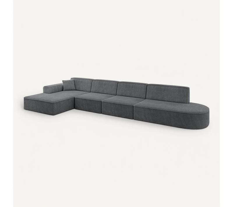 Canapé D'angle Irea-l3-v3 412x165x77 Angle Gauche En Tissu - Gris Foncé