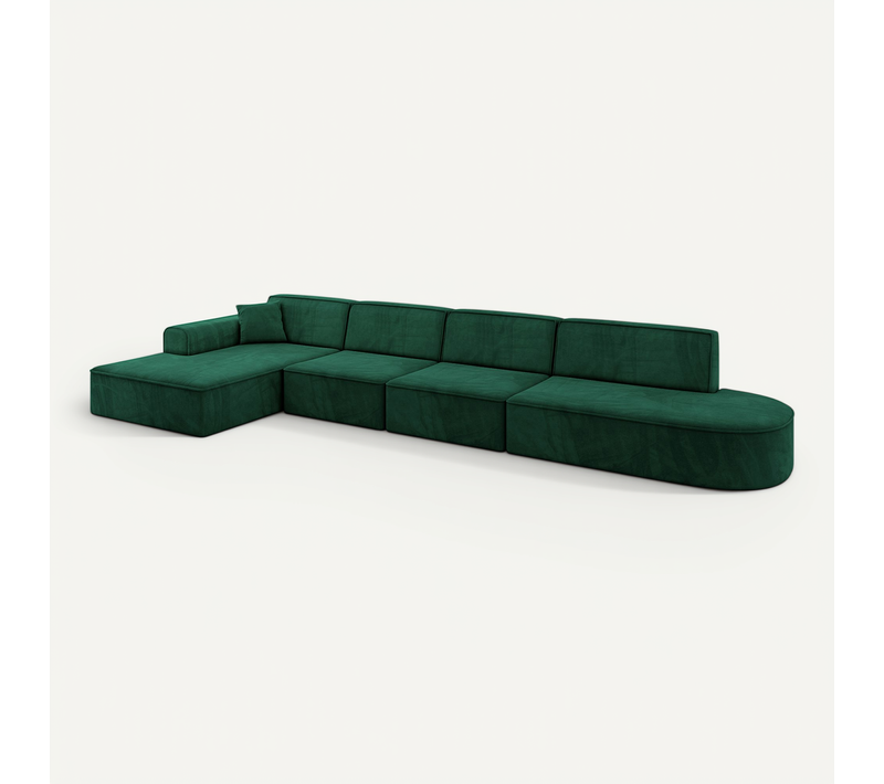 Canapé D'angle Irea-l3-v3 412x165x77 Angle Gauche En Velours - Vert