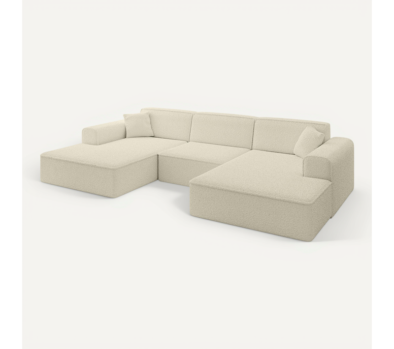 Canapé D'angle Irea-u1-v3 301x165x80 Panoramique En Tissu - Beige