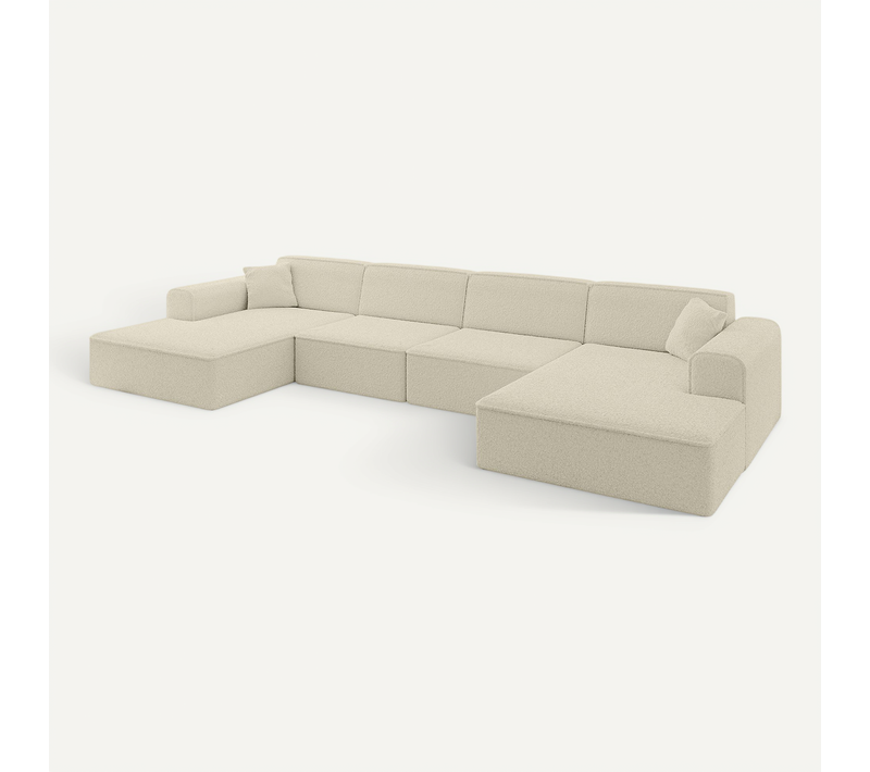 Canapé D'angle Irea-u2-v3 386x165x77 Panoramique En Tissu - Beige