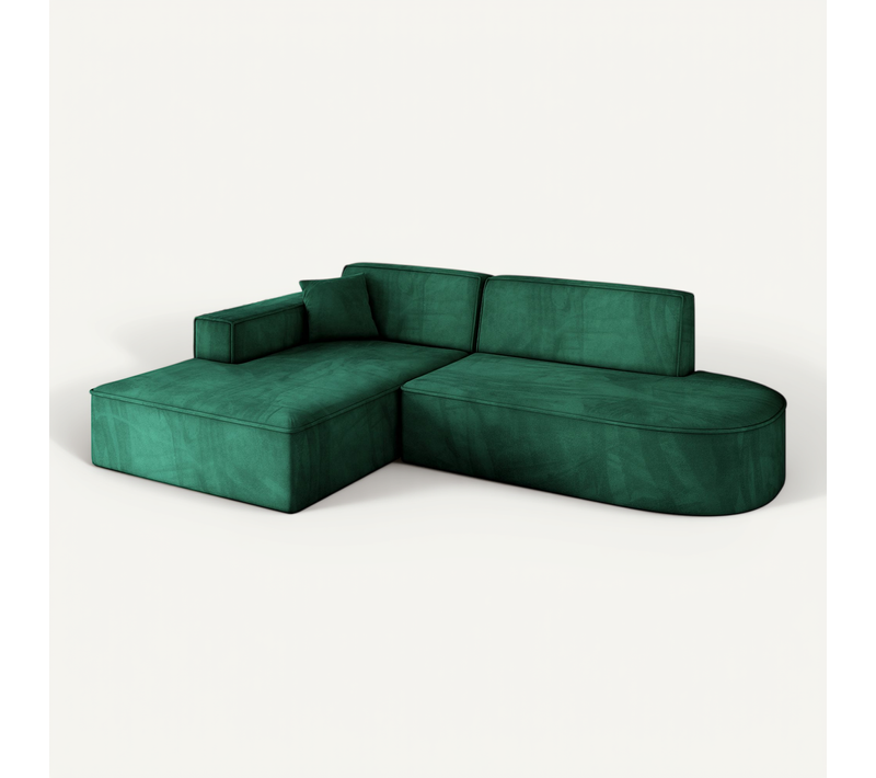 Canapé D'angle Irea-l1-v4 232x165x77 Angle Gauche En Velours - Vert