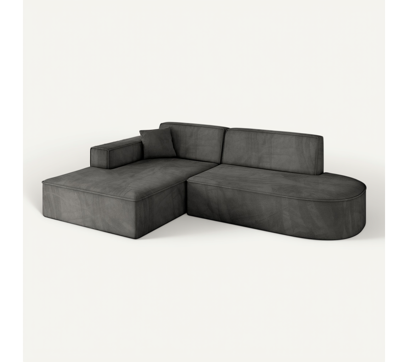Canapé D'angle Irea-l1-v4 232x165x77 Angle Gauche En Velours - Gris Foncé