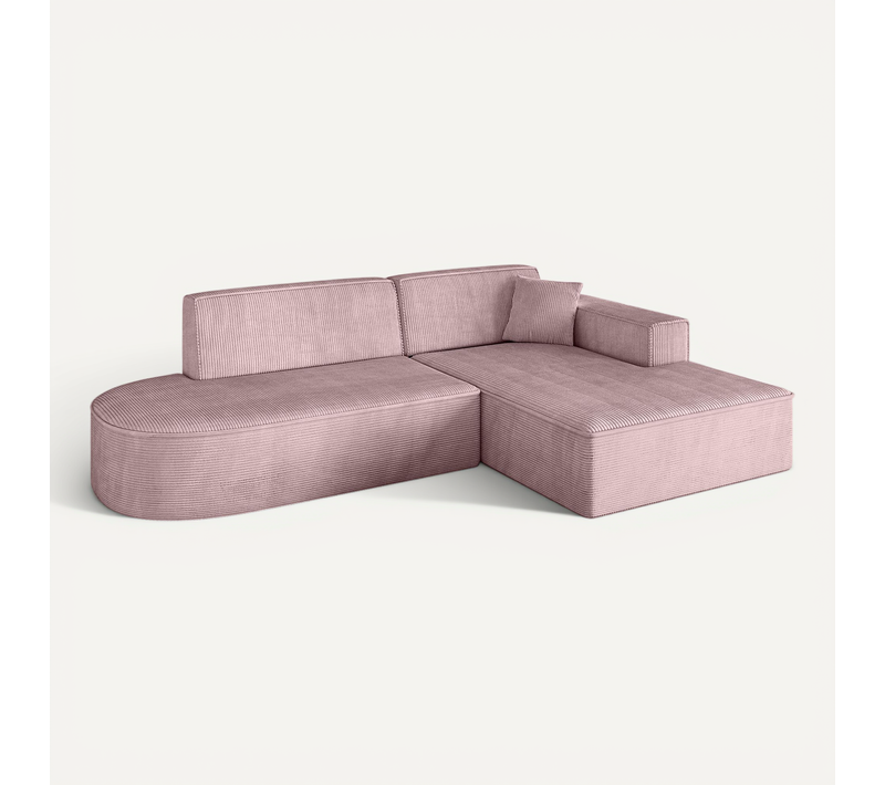 Canapé D'angle Irea-l1-v4 232x165x77  Angle Droit En Tissu -  Rose