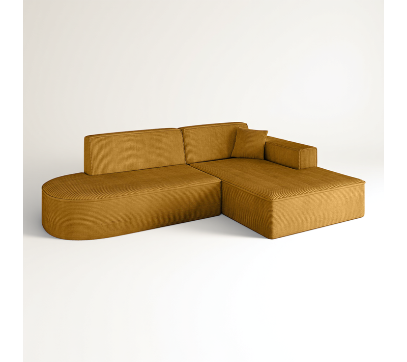 Canapé D'angle Irea-l1-v4 232x165x77 Angle Droit En Tissu - Jaune Moutarde