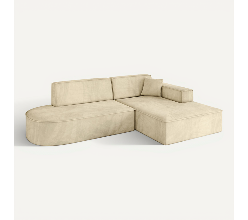 Canapé D'angle Irea-l1-v4 232x165x77 Angle Droit En Velours - Beige