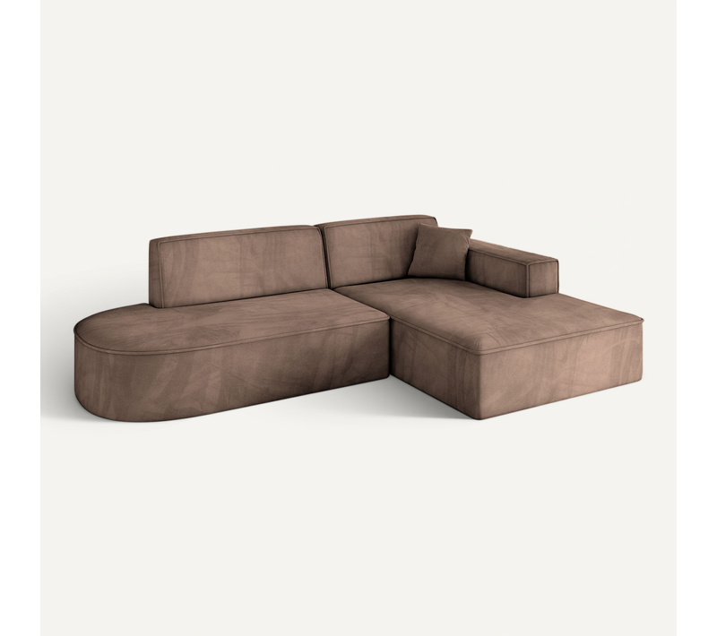 Canapé D'angle Irea-l1-v4 232x165x77 Angle Droit En Velours - Marron