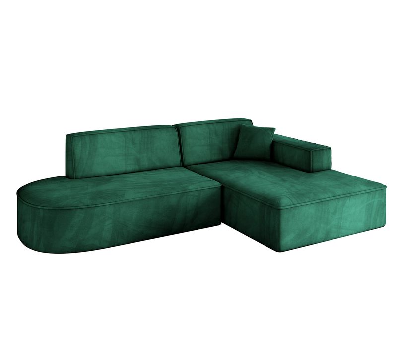 Canapé D'angle Irea-l1-v4 232x165x77  Angle Droit En Velours  -  Vert