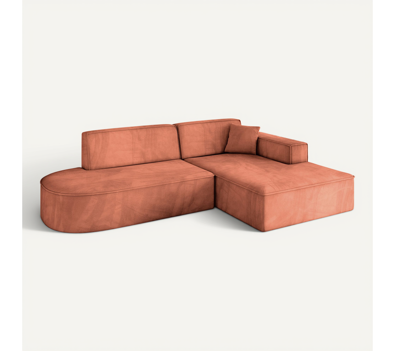 Canapé D'angle Irea-l1-v4 232x165x77 Angle Droit En Velours - Apricot