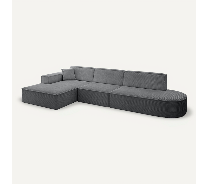 Canapé D'angle Irea-l2-v4 327x165x77 Angle Gauche En Tissu - Gris Foncé