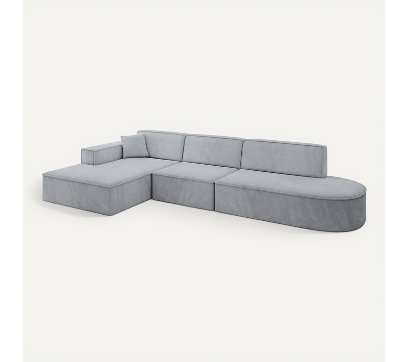 Canapé D'angle Irea-l2-v4 327x165x77 Angle Gauche En Velours - Gris
