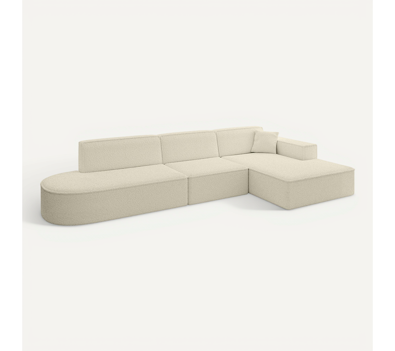 Canapé D'angle Irea-l2-v4 327x165x77 Angle Droit En Bouclette - Beige