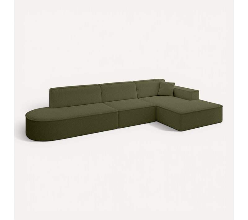 Canapé D'angle Irea-l2-v4 327x165x77  Angle Droit En Bouclette  -  Vert