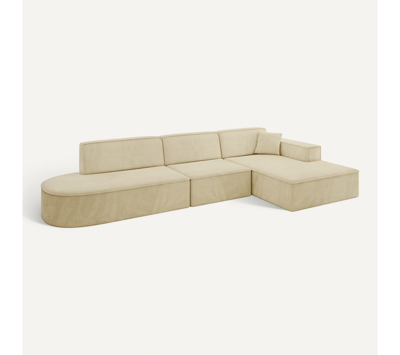 Canapé D'angle Irea-l2-v4 327x165x77 Angle Droit En Velours - Beige