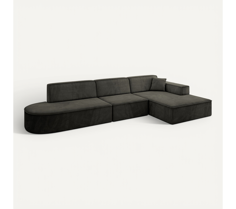 Canapé D'angle Irea-l2-v4 327x165x77 Angle Droit En Velours - Noir