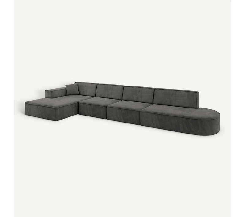 Canapé D'angle Irea-l3-v4 412x165x77 Angle Gauche En Velours - Gris Foncé