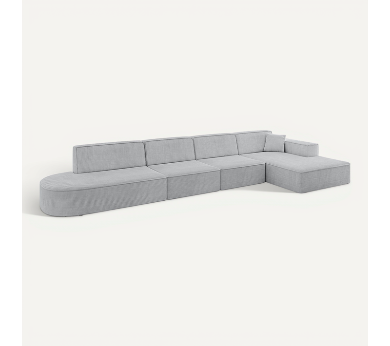 Canapé D'angle Irea-l3-v4 412x165x77 Angle Droit En Tissu - Gris