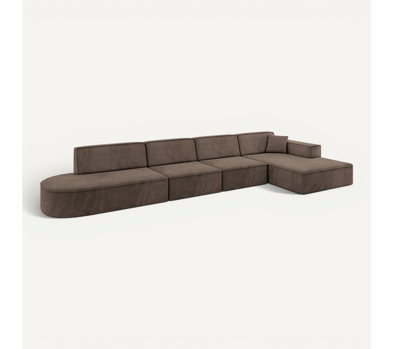 Canapé D'angle Irea-l3-v4 412x165x77 Angle Droit En Velours - Marron