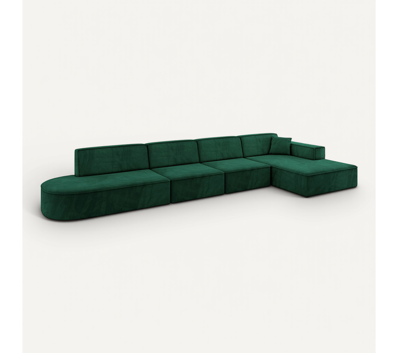 Canapé D'angle Irea-l3-v4 412x165x77 Angle Droit En Velours - Vert